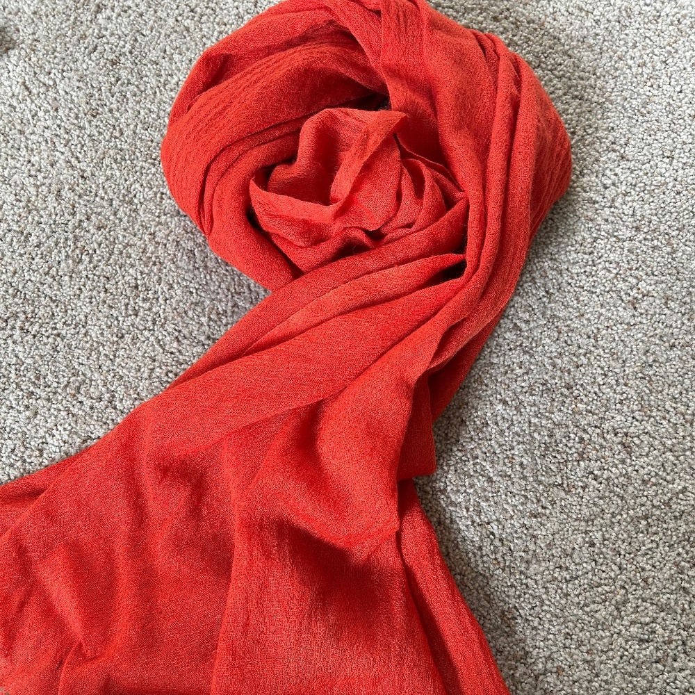 Orange 100 percent wool scarf/wrap